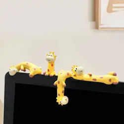 Colección de figuras de jirafa juguetonas, decoración para salpicadero de coche, decoración de pantalla de ordenador multifuncional ligera, 4 Uds.