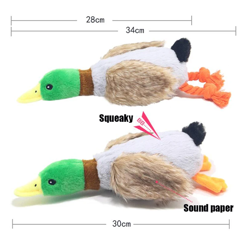 Lindo pato de peluche juguete con sonido relleno Animal chirriante juguete para perros limpieza diente perro cuerda para masticar juguetes accesorios para perros y mascotas Juguetes - imagen 3