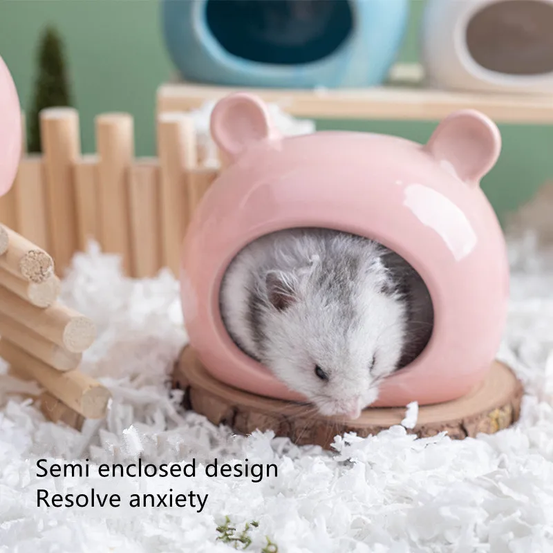 Esconderijo de animales pequeños, Chinchilla de cerámica, Mini cabana, jaula de cueva, accesorios para hámsteres enanos, gerbils y casa de hámster erizo - imagen 3