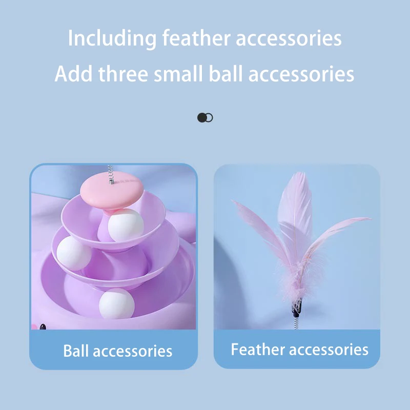 Juguete para gatos de 4 niveles, Torre giratoria, bolas de rodillo, juguetes autointeractivos para gatitos, diseño de ballena con plumas, palo divertido para gatos - imagen 4