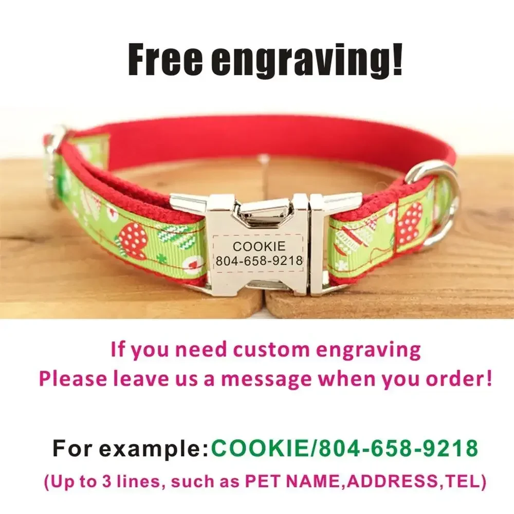 Collar de perro personalizado con grabado gratuito, correa para mascotas a juego, hebilla de Metal de contactos personalizados, collares para mascotas con frutas bonitas - imagen 4