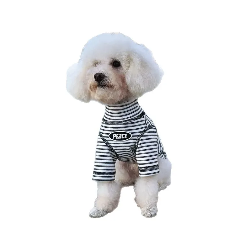 Camisa básica de cuello alto para otoño e invierno, sudadera a rayas para gatos, ropa de invierno para el hogar, ropa para perros pequeños - imagen 5