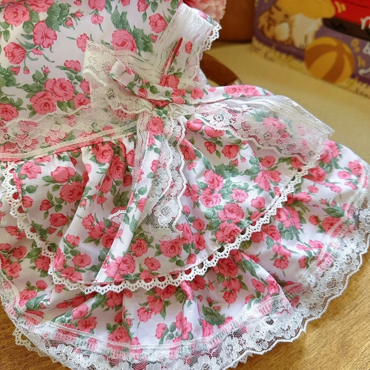 Vestido para perro pequeño, vestido de princesa con estampado Floral francés, moda Primavera Verano, traje para Bichon Frise, Chihuahua, Yorkie, ropa para cachorros - imagen 2