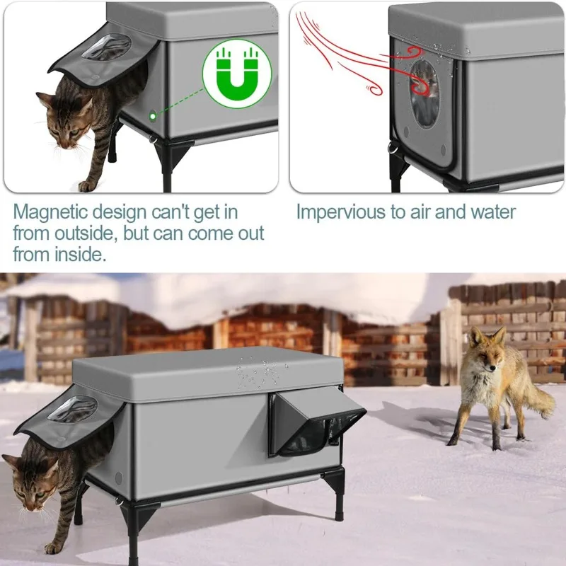 Casa para gatos al aire libre, cama cálida para gatos de invierno, a prueba de viento, a prueba de lluvia, a prueba de arañazos, casas para gatos, calefacción eléctrica, casas de seguridad para perros y gatos - imagen 4