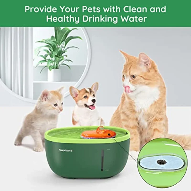 Juego de filtros de fuente de agua para gato, aguacate, filtro de tazón de agua para mascotas con sistema de filtración cuádruple para la salud potable de mascotas - imagen 2