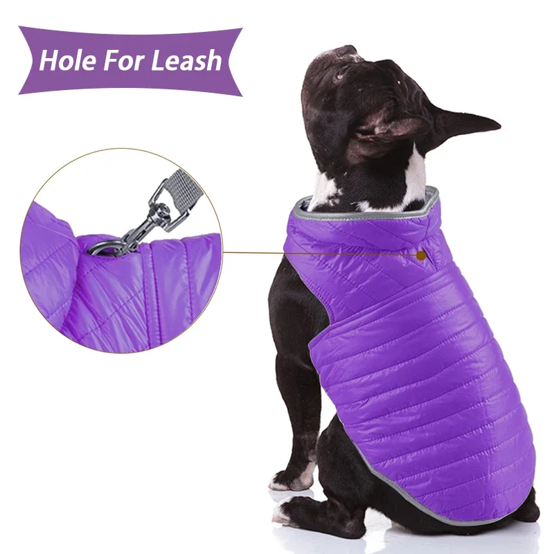 Chaqueta Reversible de plumón para perros pequeños, ropa reflectante de invierno de colores duales para perros grandes, abrigo para Chihuahua, chaleco para Bulldog Francés - imagen 3