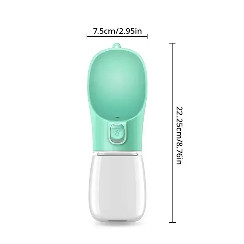 Botella de agua de viaje para mascotas a prueba de fugas de 300ML, diseño mejorado con sello, cuenco portátil para perros/gatos, uso para caminar al aire libre