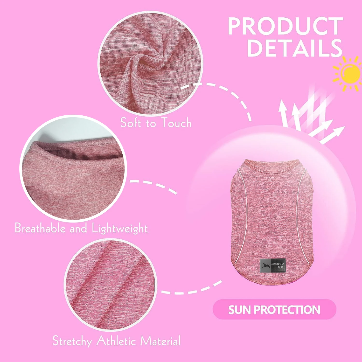 Chaleco transpirable de verano para perros, camiseta sin mangas ligera y saludable para mascotas, ropa sin mangas azul/rosa/gris con tiras reflectantes - imagen 3