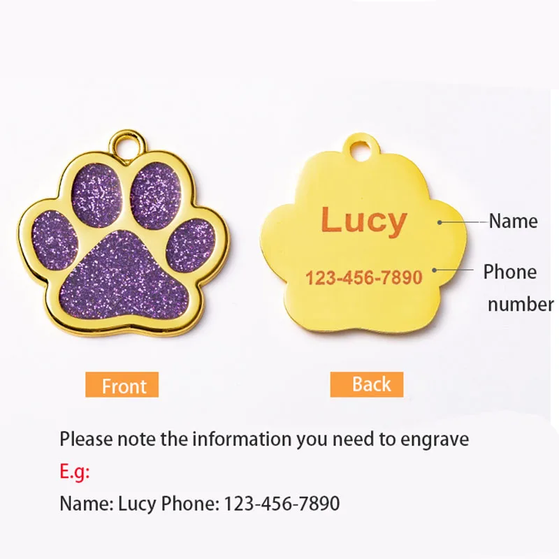 Etiqueta de nombre de identificación con grabado personalizado para mascotas, Collar personalizado antipérdida para perro, accesorios de correa, colgante de etiqueta de teléfono para identificación de gato, decoraciones para cachorros - imagen 3