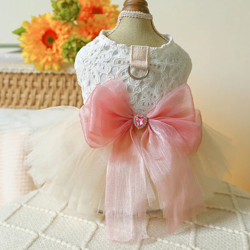 Vestido de fiesta para perros pequeños y medianos – Falda de tul con lazo