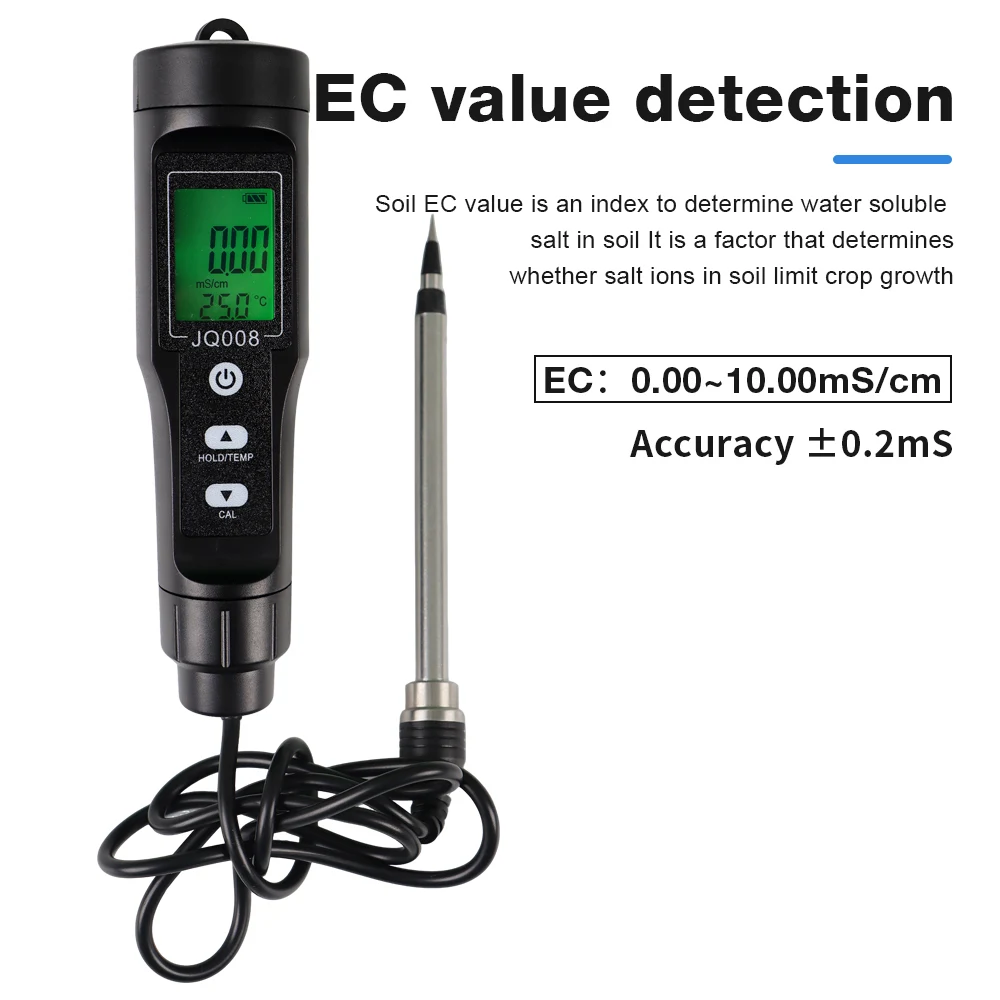 Medidor EC 2 en 1 temperatura suelo portátil pantalla LCD para jardín - imagen 3