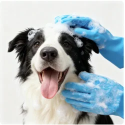 Guantes de baño para gatos y perros - antiarañazos y exfoliante