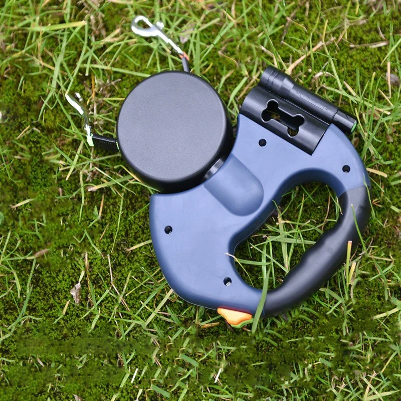 Correa doble para perro, cuerda de tracción retráctil automática LED, correa giratoria portátil de dos cabezales para mascotas, accesorios para perros y mascotas - imagen 3