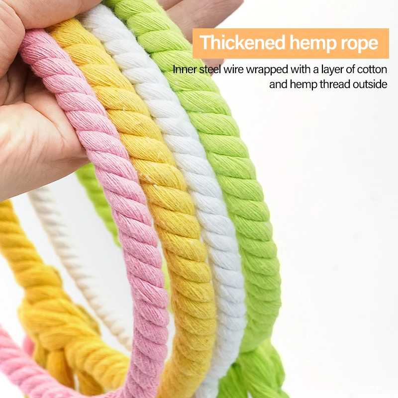 Jaula para loros y pájaros para mascotas, juguete para loros, cuerda de algodón, anillo circular, soporte para masticar, mordedura, columpio colgante, juguetes para juego de escalada - imagen 4