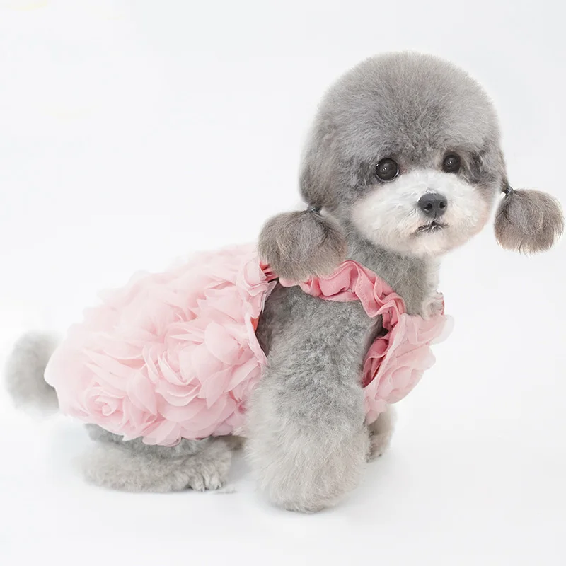 Vestido de Boda de Princesa para perro de lujo, vestido rosa para cachorro de Pomerania Yorkshire, falda, ropa de primavera y verano, 2 colores - imagen 3