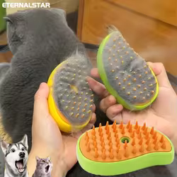 Cepillo vaporizador eléctrico 3 en 1 para perros y gatos–Masaje y aseo