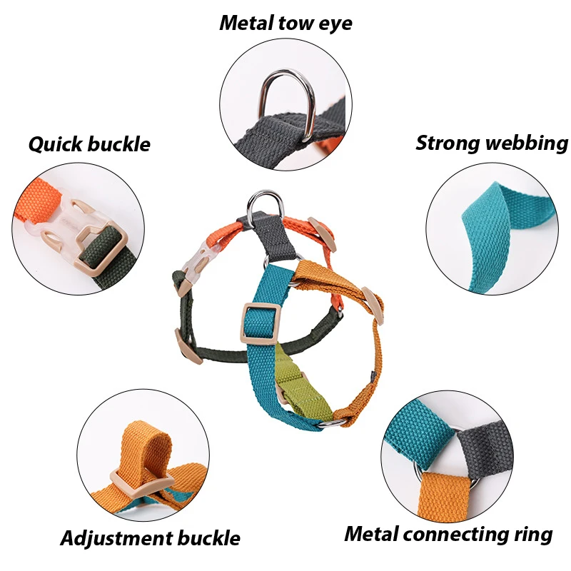 Arnés de algodón para perros pequeños y grandes, chaleco ajustable para cachorros, chaleco transpirable para caminar al aire libre, suministros para mascotas - imagen 4