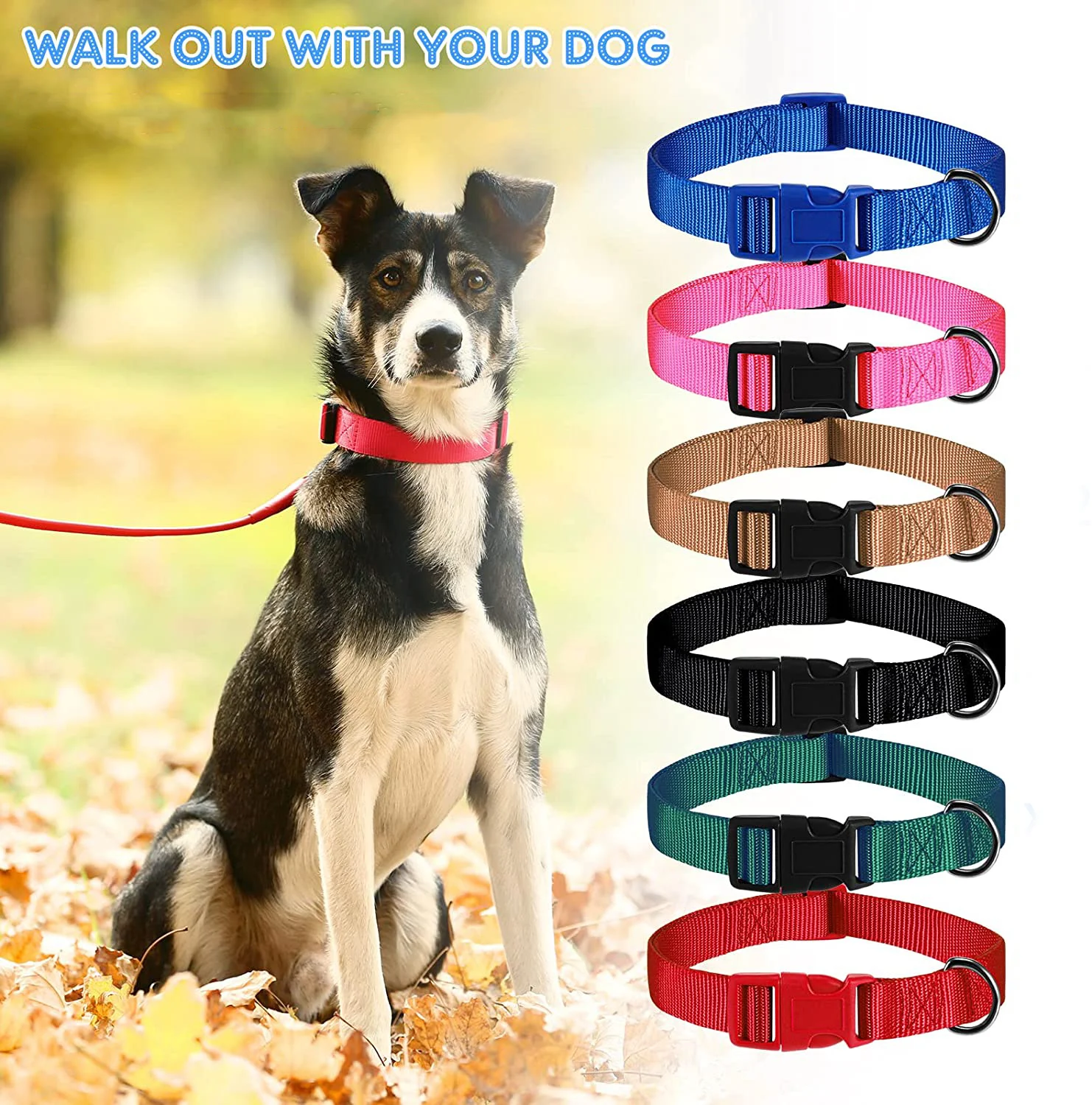 Correa duradera para perros, correa suave de poliéster para perros pequeños, medianos y grandes, Collar básico ajustable para cachorros, accesorios para mascotas - imagen 2
