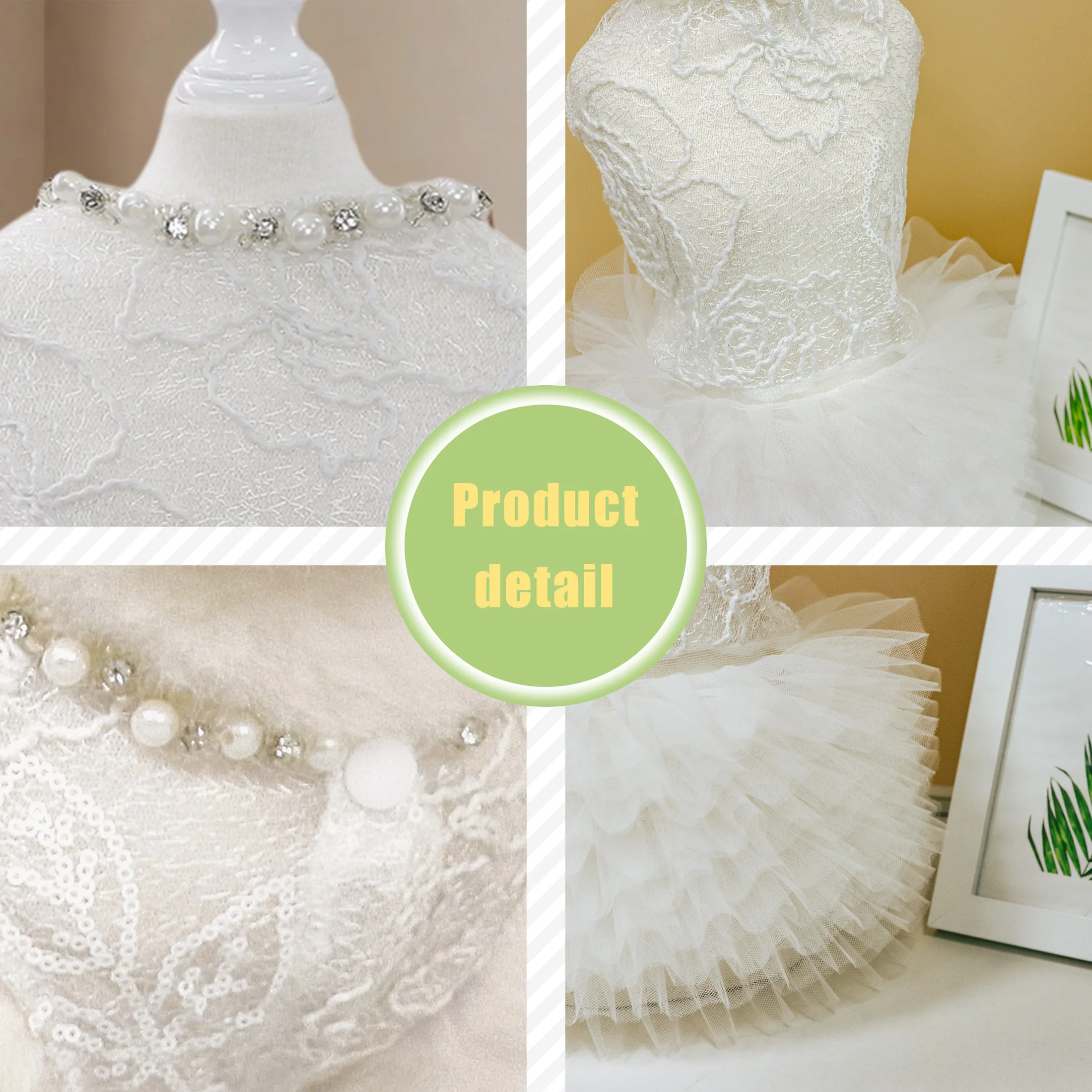 Vestido blanco para perros, falda de encaje y perlas de lujo para cachorros, ropa para perros, vestidos de princesa, vestido clásico de boda, falda tutú para perros pequeños y gatos - imagen 2