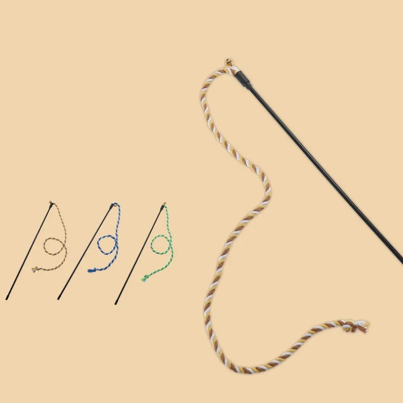 Cuerdas de juguete para gatos, palos interactivos con campana de sonido, cuerdas de algodón para gatos, juguetes para gatitos resistentes a los arañazos - imagen 5