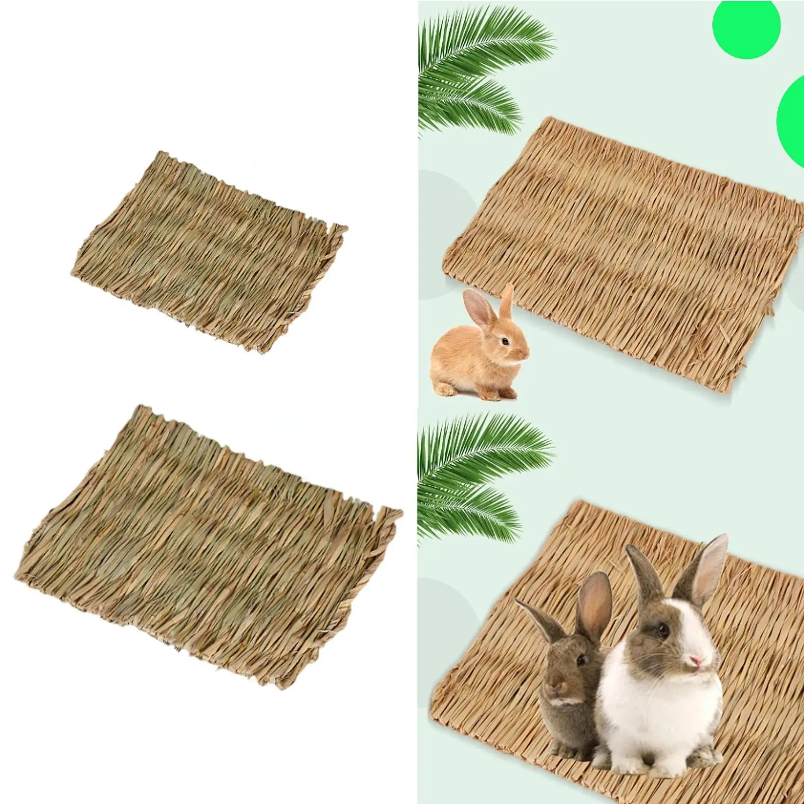 10 Pieces Rabbit Grass Mat Straw Hay Mats Bunny Bed Straw Woven Bed for Syrian Rat Chinchilla Squirrel Hedgehog Guinea Pig