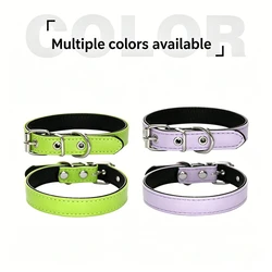 Collar de cuero acolchado transpirable para perros y gatos cómodo