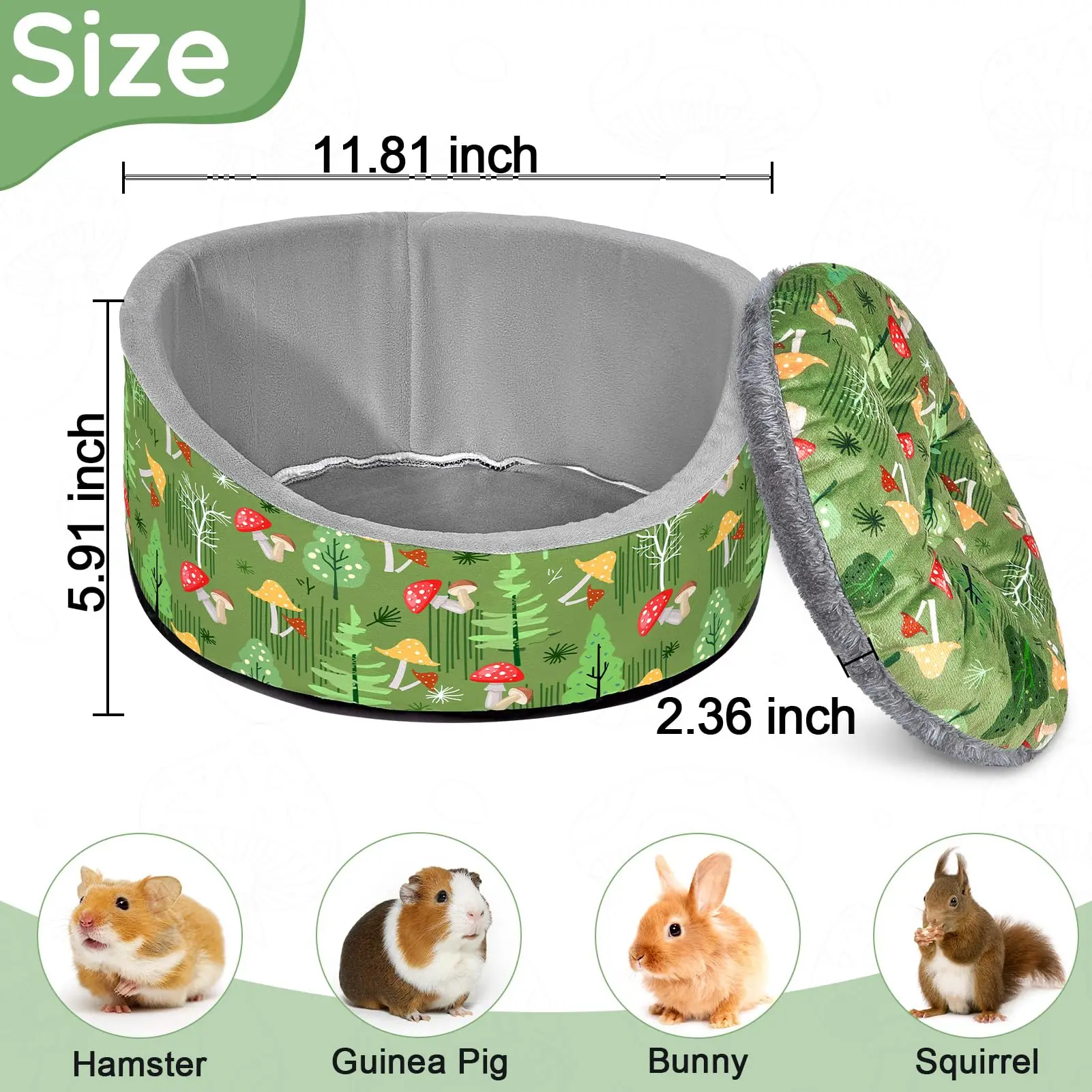 Cama para conejillos de indias y conejos, redonda, colchón lavable - imagen 3