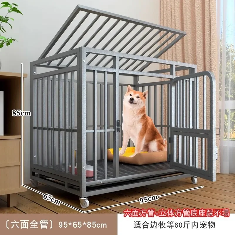 Jaulas grandes para perros, con tubos cuadrados gruesos, interiores, con inodoros, de hierro - imagen 4