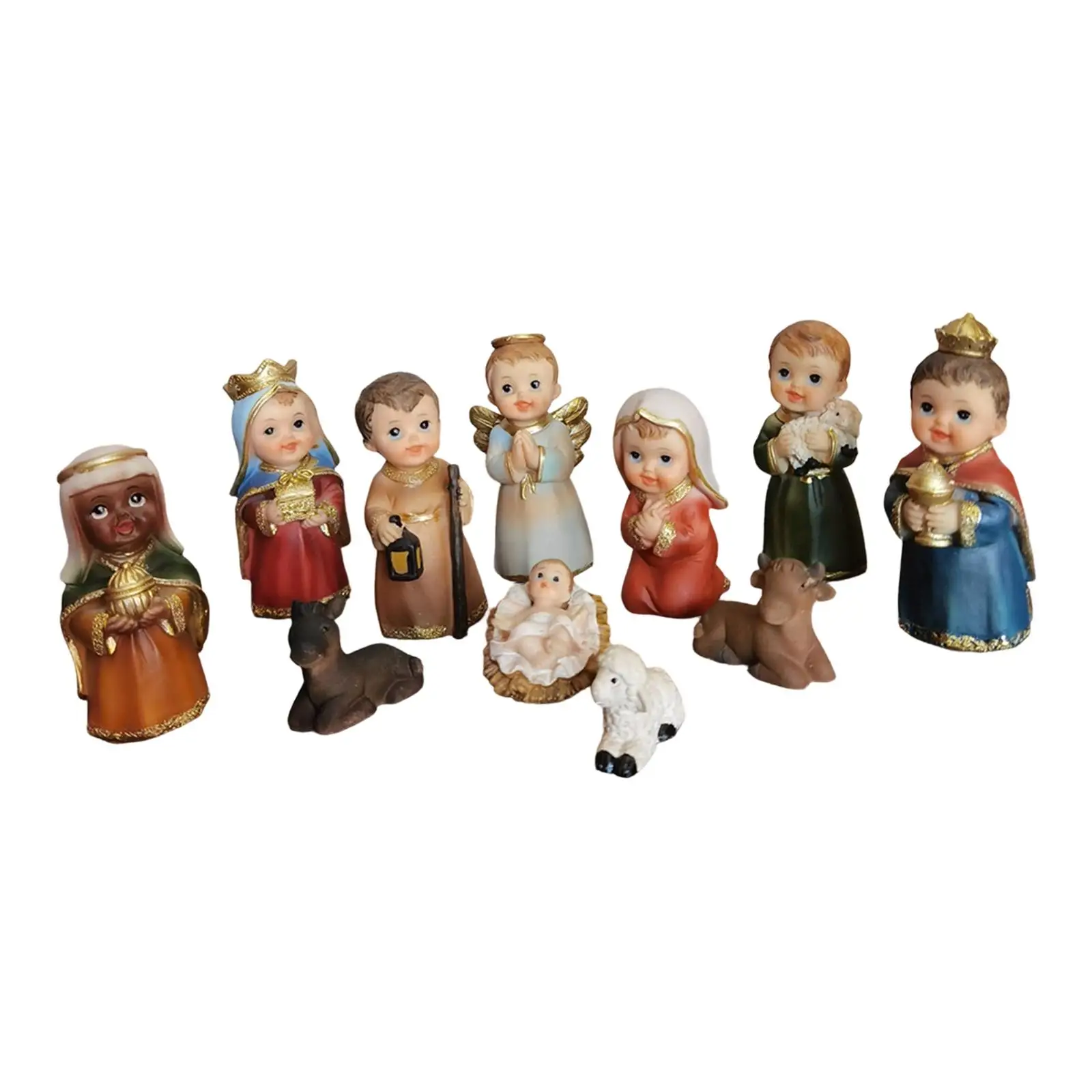 11Pcs Nativity Scene Manger Figurines Set Sculpture 9cm Indoor Decorative Accessories Catholic Figures for Countertop Office 11Pcs Nativity Scene Manger Figurines Set Sculpture 9cm Indoor Decorative Accessories Catholic Figures for Countertop Office