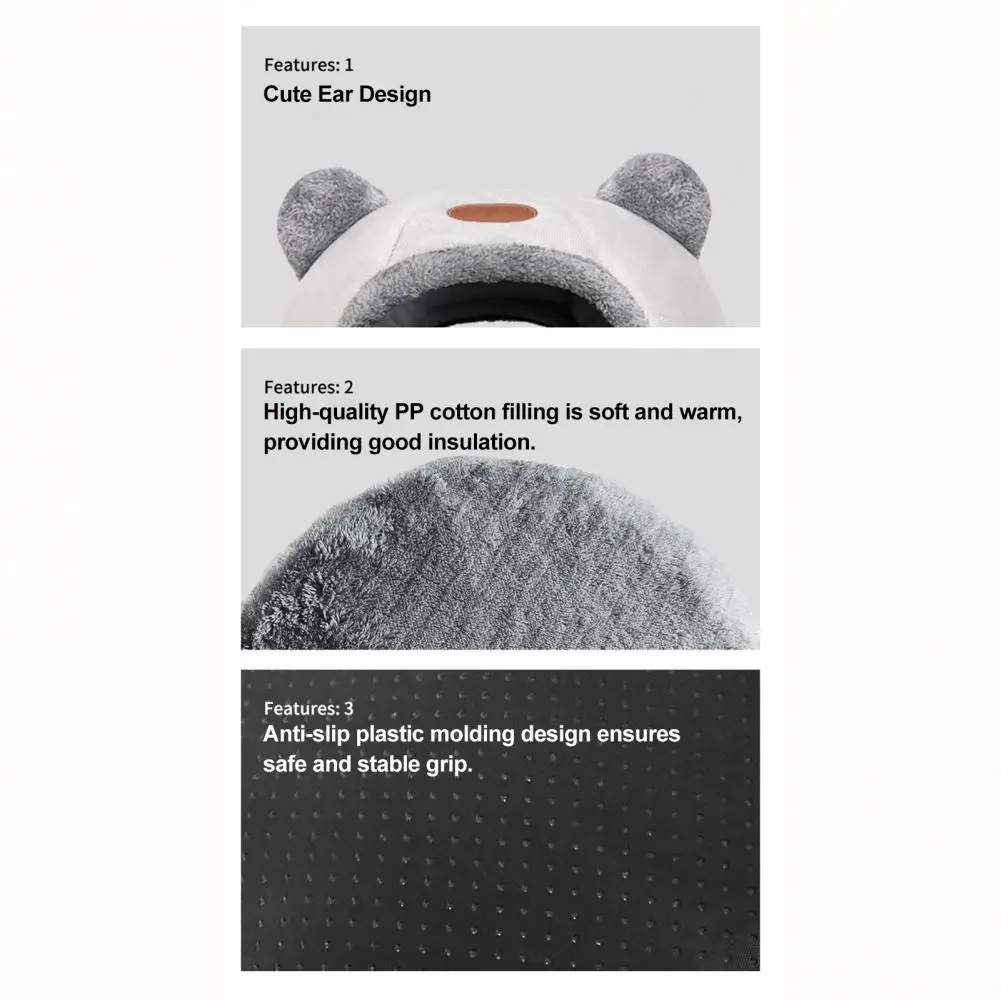 Cama bonita de cueva para gatos, cómoda cama para mascotas con orejas de oso, fondo antideslizante, nido para gatos de invierno con cojín extraíble para cachorros y gatos de interior - imagen 5