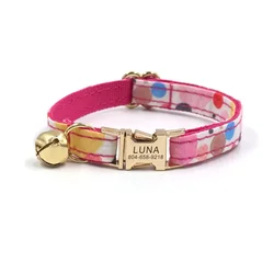 Collar gato ajustable con campana y nombre – Personalizado arcoíris