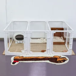 Puerta de valla transparente para perros de 70CM de alto, jaula de aislamiento portátil para perros, parque interior, paneles de vallas para mascotas de empalme gratis, suministros de lujo
