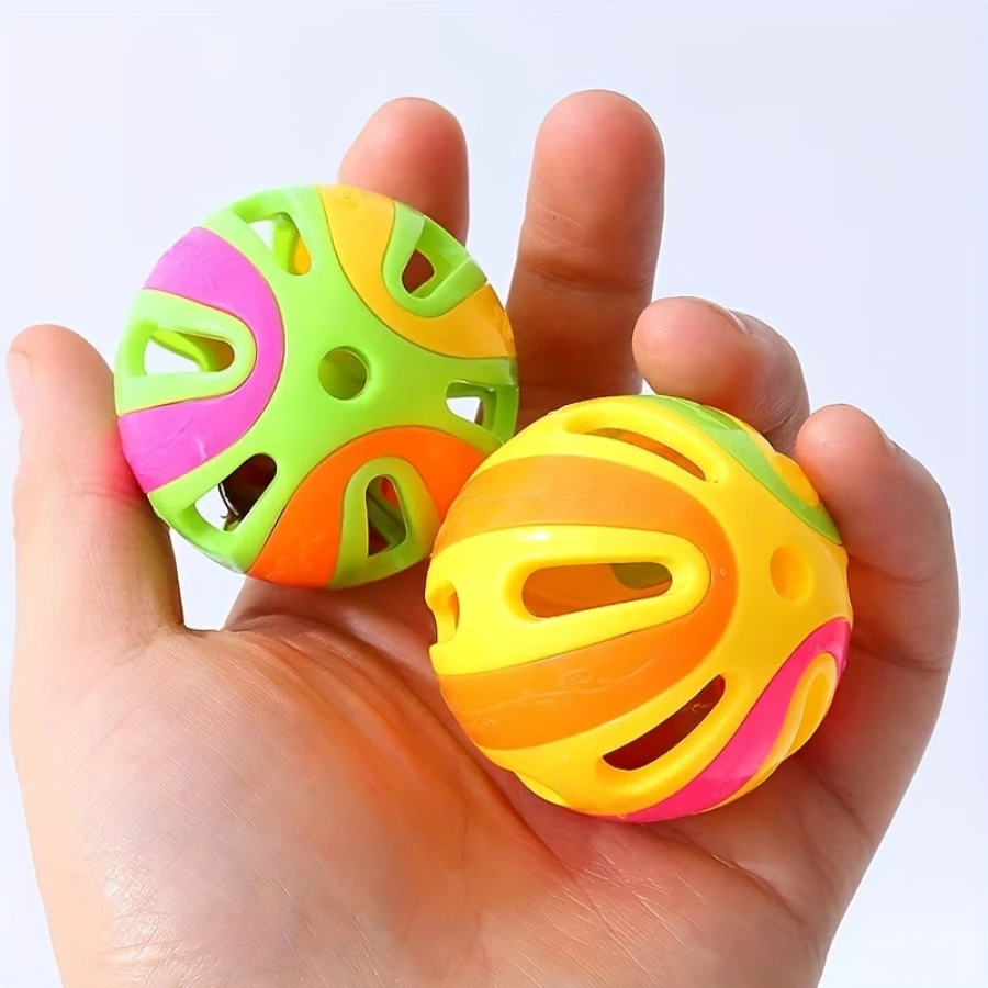 Bola a cuadros con campana para gato, juguete de plástico para mascotas, a granel - imagen 5