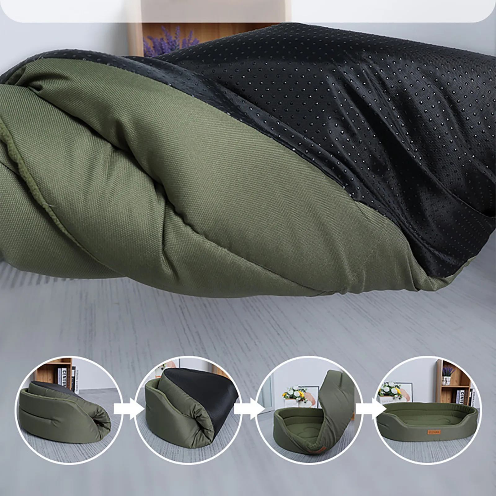 Cama reversible para perro con forro polar y base impermeable - imagen 5