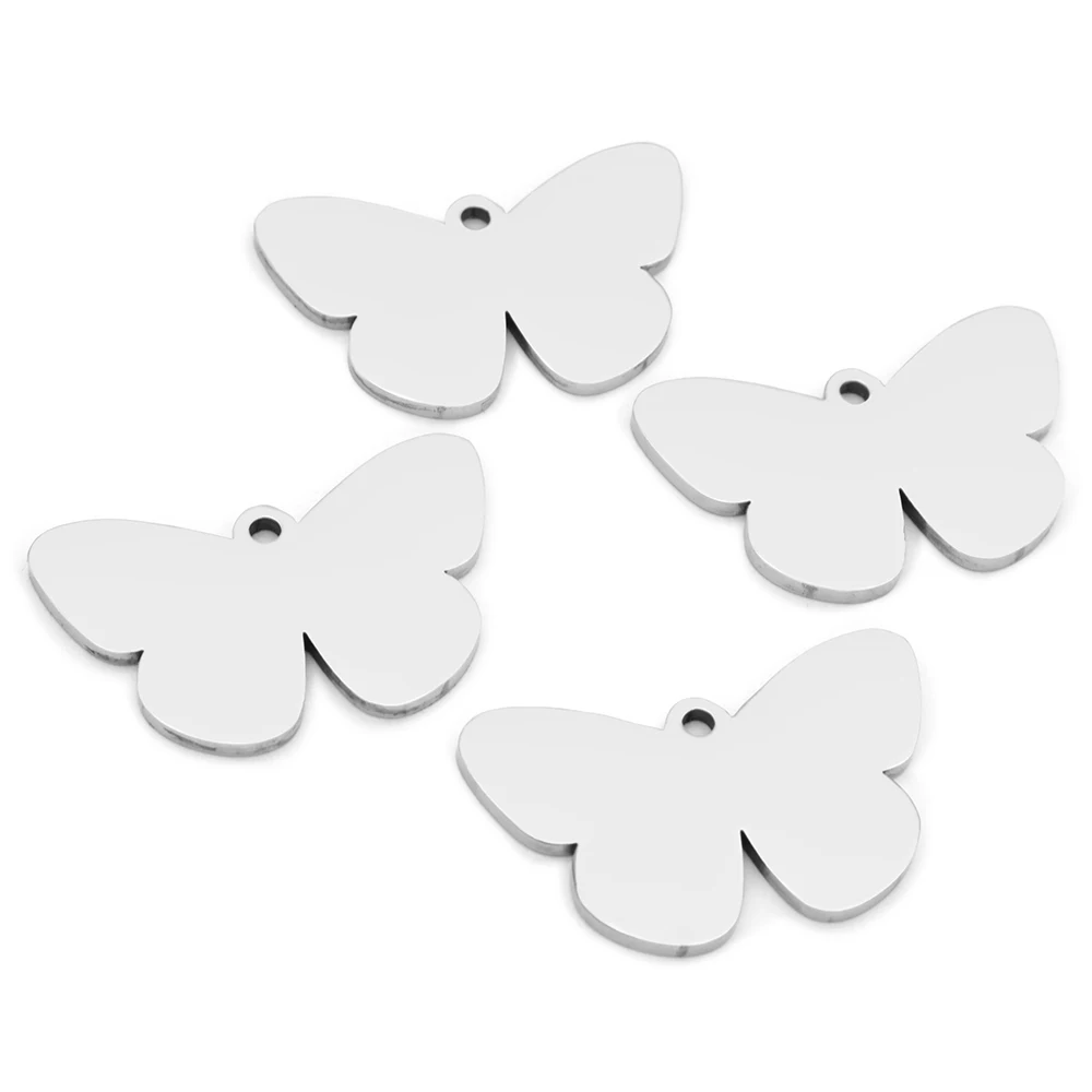 Colgante de acero inoxidable con forma de mariposa para mujer, accesorio personalizado para collar, pulsera, llavero grabable, regalo, 20 piezas - imagen 4
