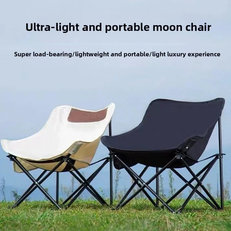 Silla de camping plegable tipo luna ligera con respaldo para exterior - imagen 2