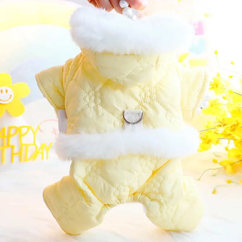 Ropa de algodón para perros, abrigo acolchado de invierno para perros, traje para la nieve, mono con capucha para perros pequeños, trajes para gatos, traje para perros - imagen 2