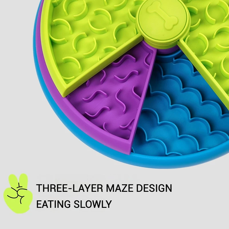 Cuenco de alimentación lenta para mascotas, cuenco de comida lenta de tres capas, rompecabezas, alimentador giratorio, cuenco de alimentación interactivo para perros, suministros para mascotas - imagen 5