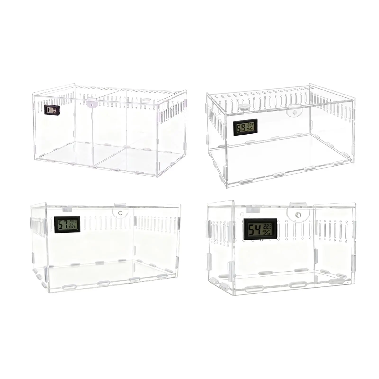 Contenedor de recinto de araña acrílica, tanque de reptiles para ranas, cangrejo ermitaño, gerbil - imagen 2