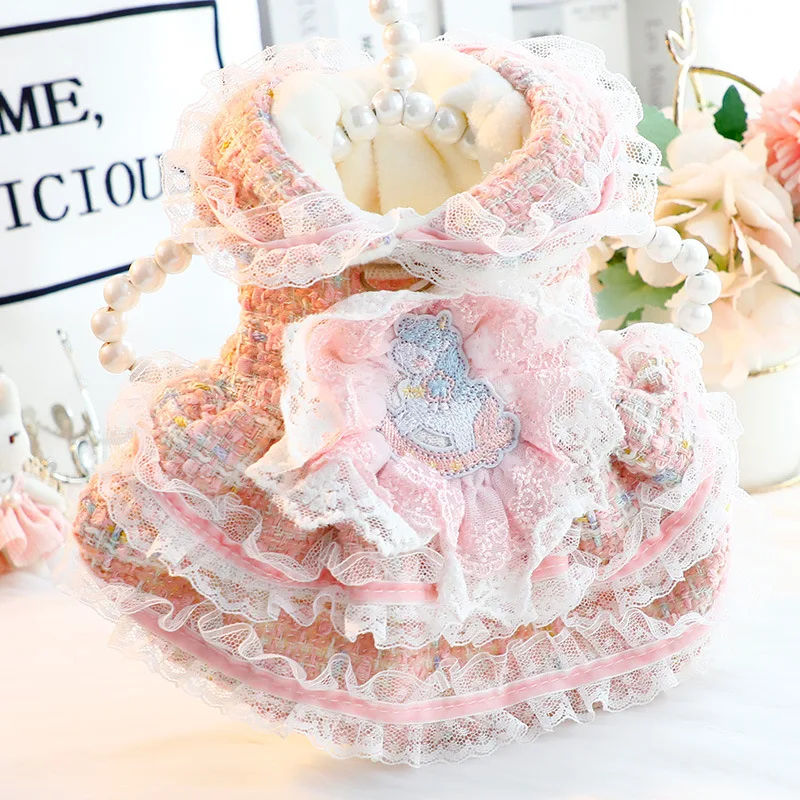 Ropa para perros Otoño e Invierno vestido grueso de princesa para gatos correas Lolita perro pequeño Teddy suministros para mascotas