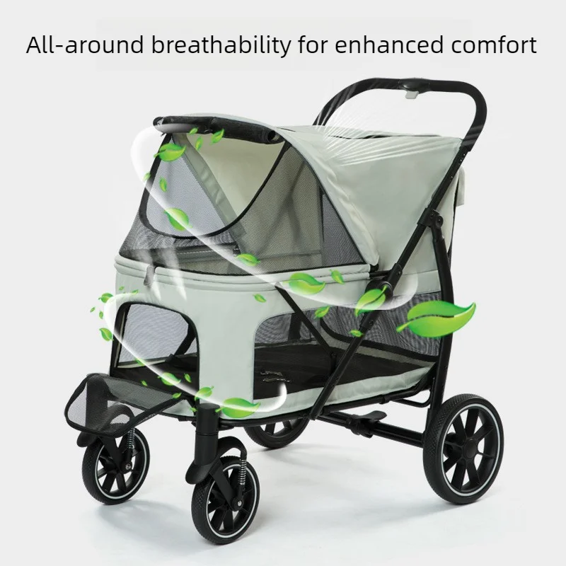 Carrito transporte plegable lujo para perros y gatos grandes con ruedas - imagen 3
