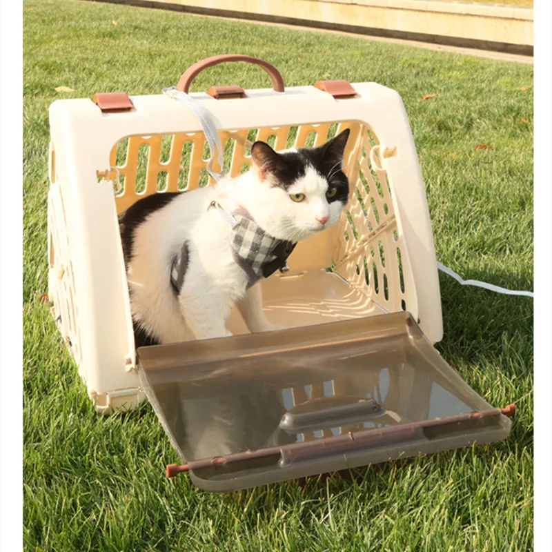 Suministros para mascotas Jaula portátil para gatos para viajes, caja de aire para mascotas, cama plegable para gatos, bolsa portátil y transpirable para coche para mascotas - imagen 2