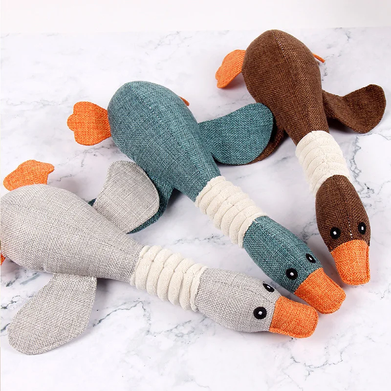 Juguetes de peluche para perro, juguete masticable de ganso salvaje con sonido chirriante para cachorros, perros medianos y grandes, limpieza de dientes, accesorios para perros - imagen 2