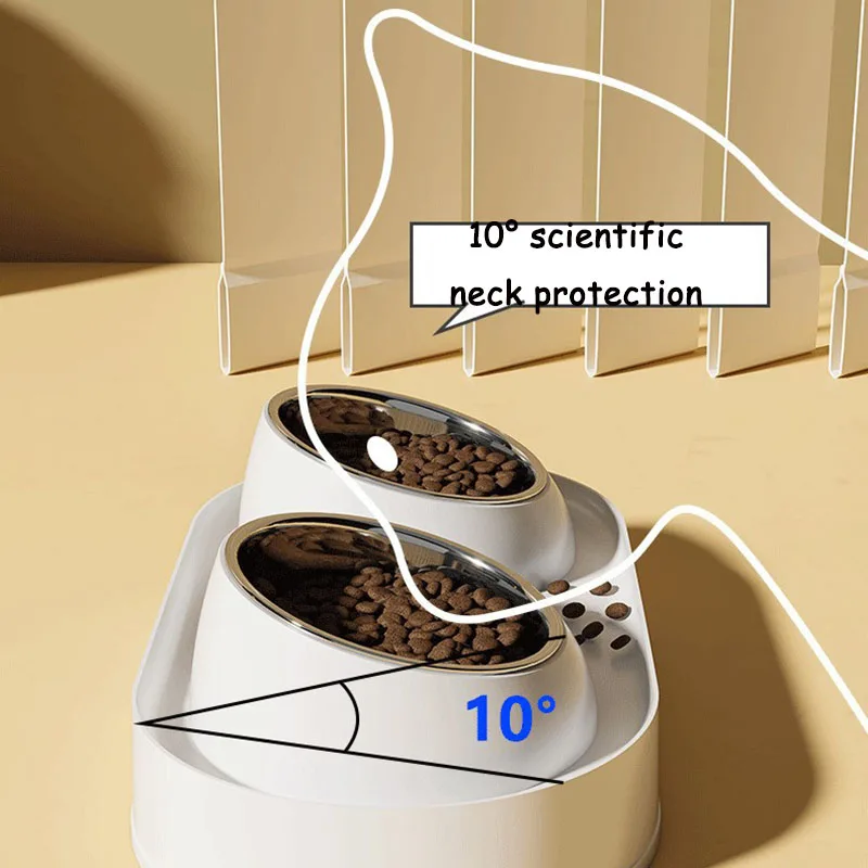 Cuenco doble antideslizante para mascotas, cuenco elevado para gatos, contenedor de comida para perros con protección de inclinación para el cuello, sin barbilla negra, alimentador de agua para mascotas - imagen 4