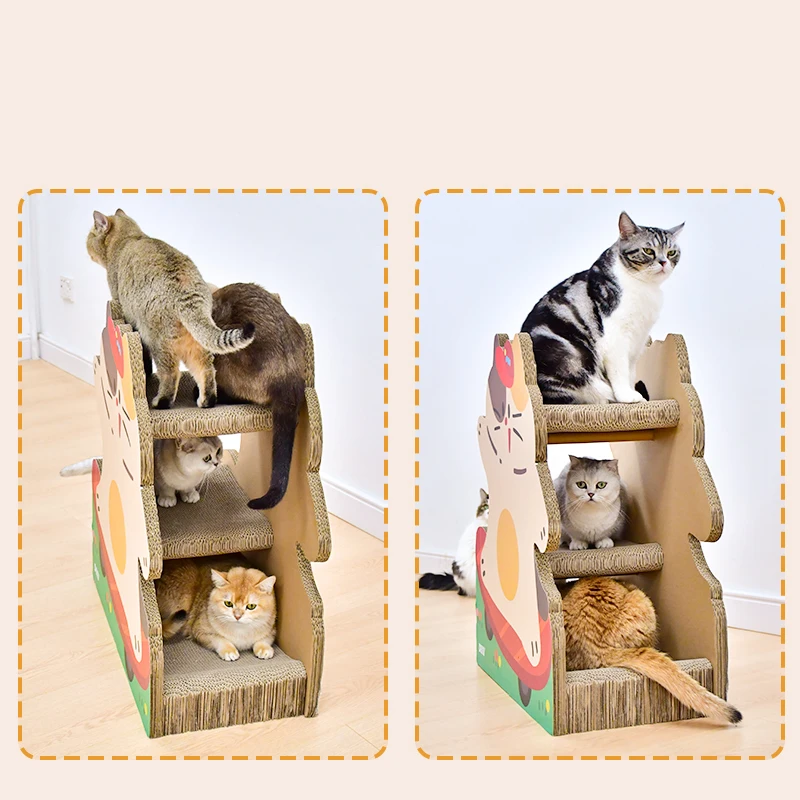 Tablero grande para rascar gatos, marco de escalada para gatos de papel corrugado con nido, tabla de molienda de garra de gato extragrande integrada