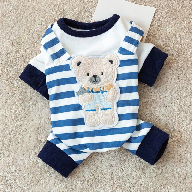 Ropa de primavera para perro Chihuahua con cara sonriente, mono de dibujos animados a rayas para cachorros pequeños y medianos, dulce Floral, sudadera de gato suave para otoño - imagen 5