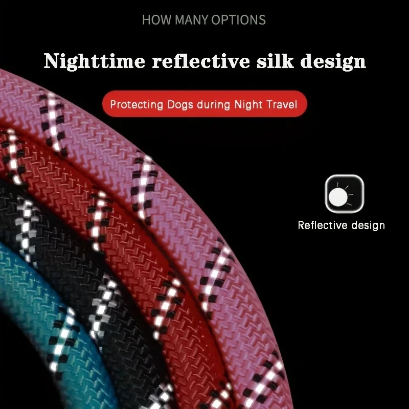 Correa reflectante para perros con cómodo mango acolchado, cuerda de tracción doble resistente para perros fuertes, mejora la seguridad y el contraste - imagen 3