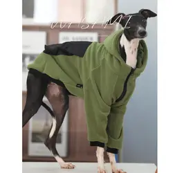 Ropa de galgo italiano de moda, ropa de perro de salida de dos patas de Whippet suave elástica verde, ropa cálida de galgo en invierno