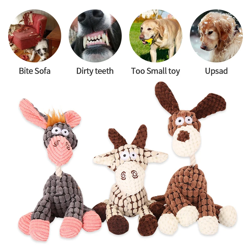 Juguetes para perros burro para perros grandes, juguetes de peluche para perros para masticadores agresivos, juguete para masticar para cachorros chirriantes duradero - imagen 2