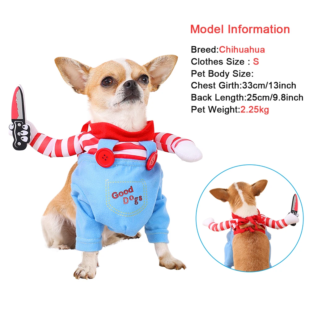 Ropa divertida y bonita para perros, disfraz de Halloween para mascotas para perros pequeños y grandes, trajes de Cosplay ajustables para cachorros, mono, ropa de fiesta de Pug - imagen 4